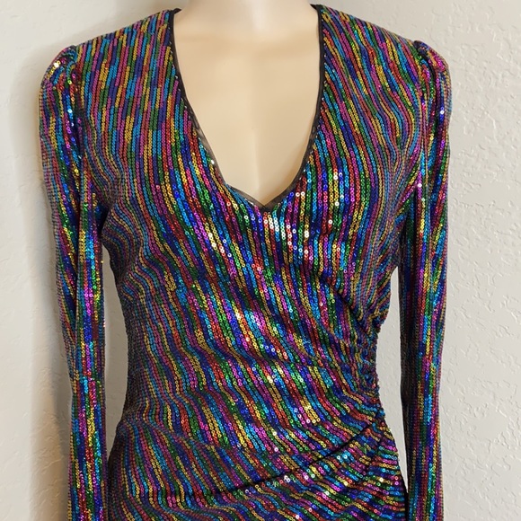 BCBGMAXAZRIA Rainbow Sequin Dress - Picture 6 of 9